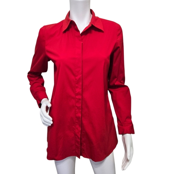 Lafayette 148 Red Tunic Careerwear Top Size S - Picture 1 of 13